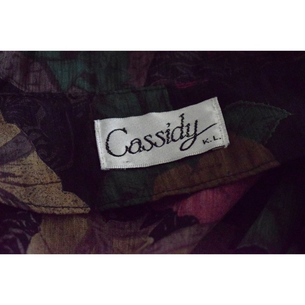 Vintage Dark Floral Sheer Polyester Blouse | 80s jacket - Picture 10 of 10